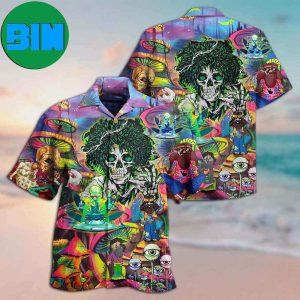 Hippie Skull Alien Mix Color Tropical Hawaiian Shirt