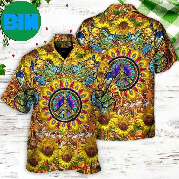Hippie Sunflowers Love Sunshine Yellow Amazing Style Tropical Hawaiian Shirt