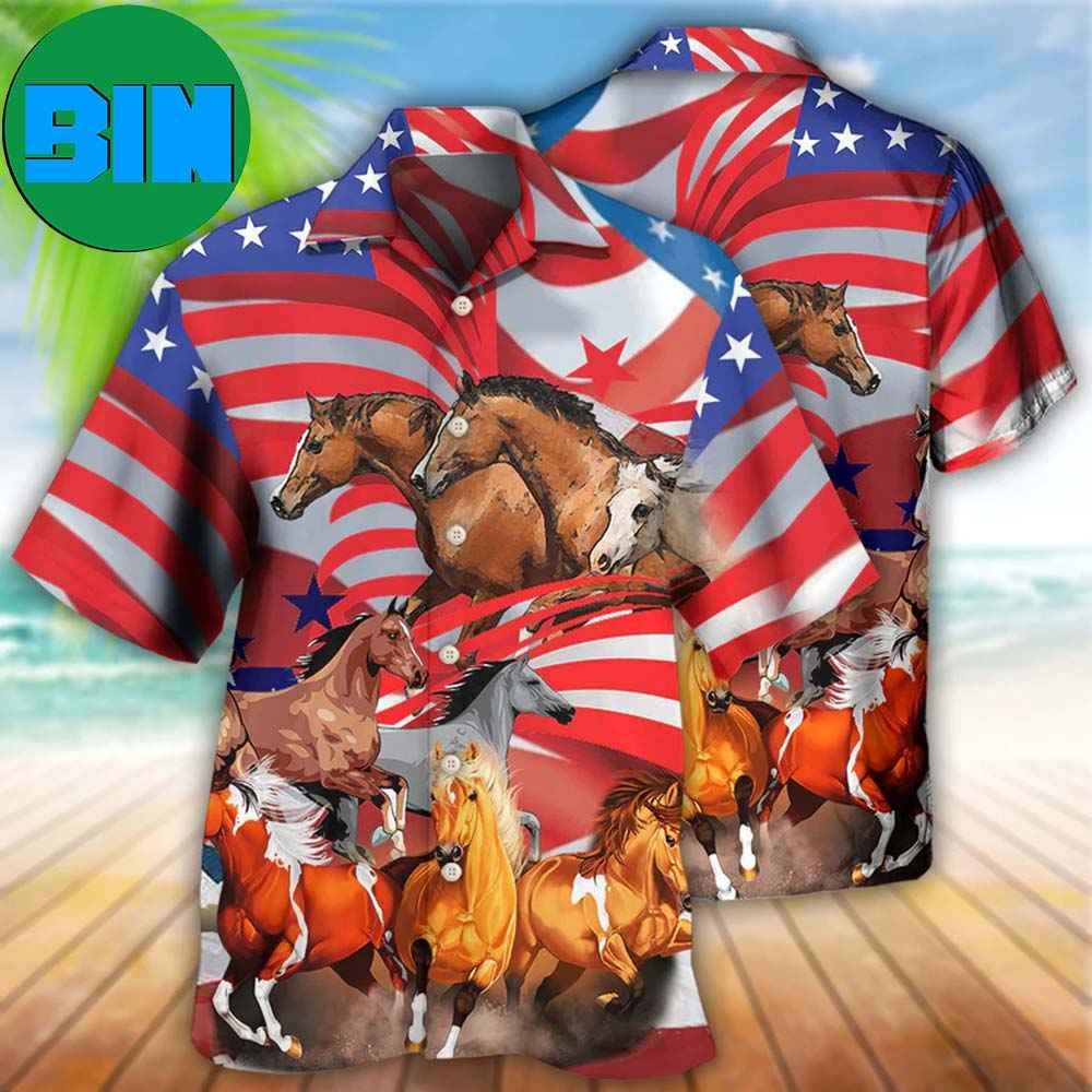 Horse Independence Day America Summer Hawaiian Shirt