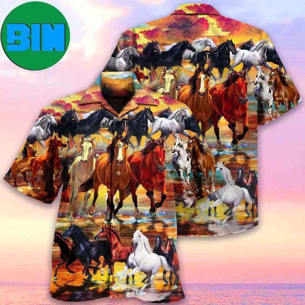 Horse Run Run Tropical Hawaiian Shirt
