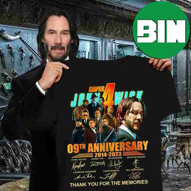 John Wick Chapter 4 9th Anniversary 2014-2023 Cast Signatures Thank You All T-Shirt