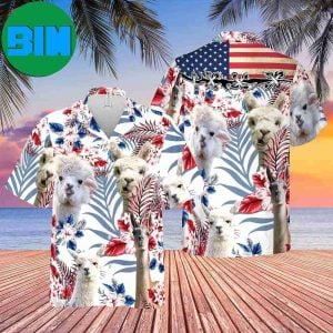 Llama Lovers United States Flag Tropical Summer Hawiian Shirt