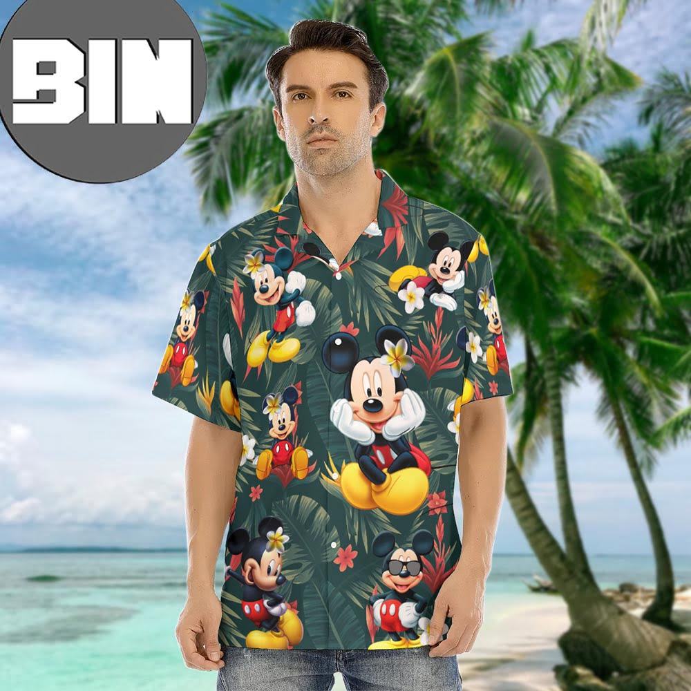 Mickey Mouse Disney Men's With Button Closure Hawaiian Shirt