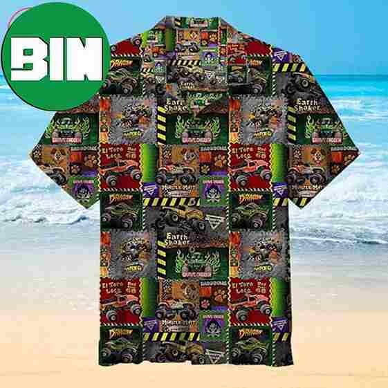 Monster Truck Pattern Summer Hawaiian Shirt