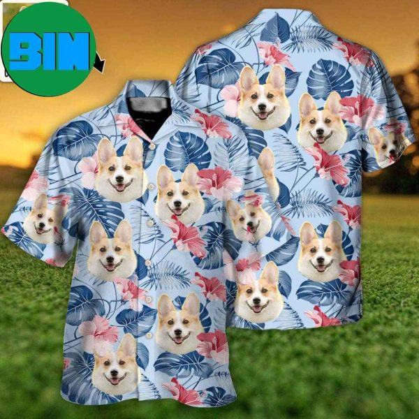 National Pet Day Gift, Dog Face Custom Photo With Tropical Pattern Summer Hawaiian Shirt