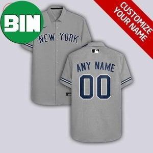 New York Yankees Customized Number And Name Grey Hawaiian Shirt
