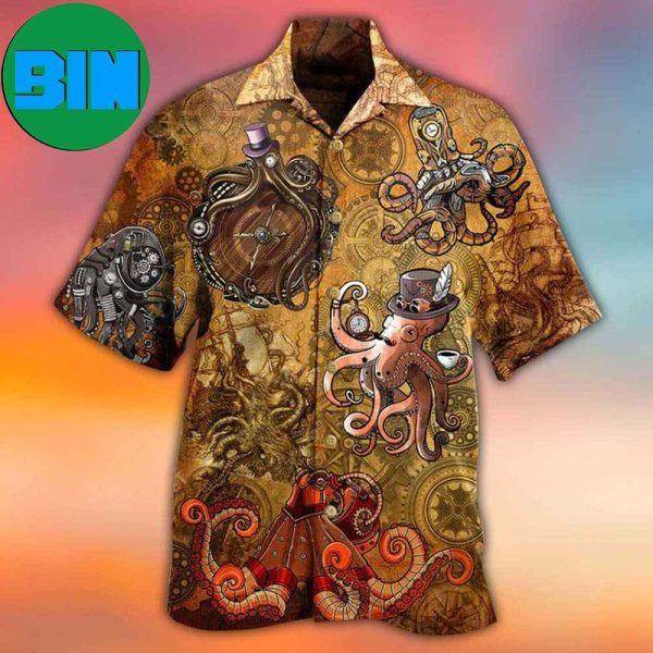 Octopus Steampunk Vintage Style Tropical Hawaiian Shirt