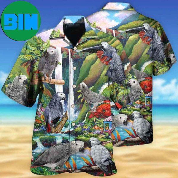 Parrot African Grey Style Summer Hawaiian Shirt