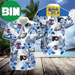 Philadelphia Eagles Phillies Flyers Summer Tropical Hawaiian Shirt