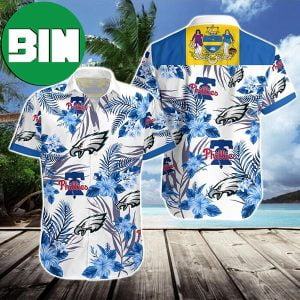 Philadelphia Eagles Phillies Tropical Summer Hawaiian Shirt