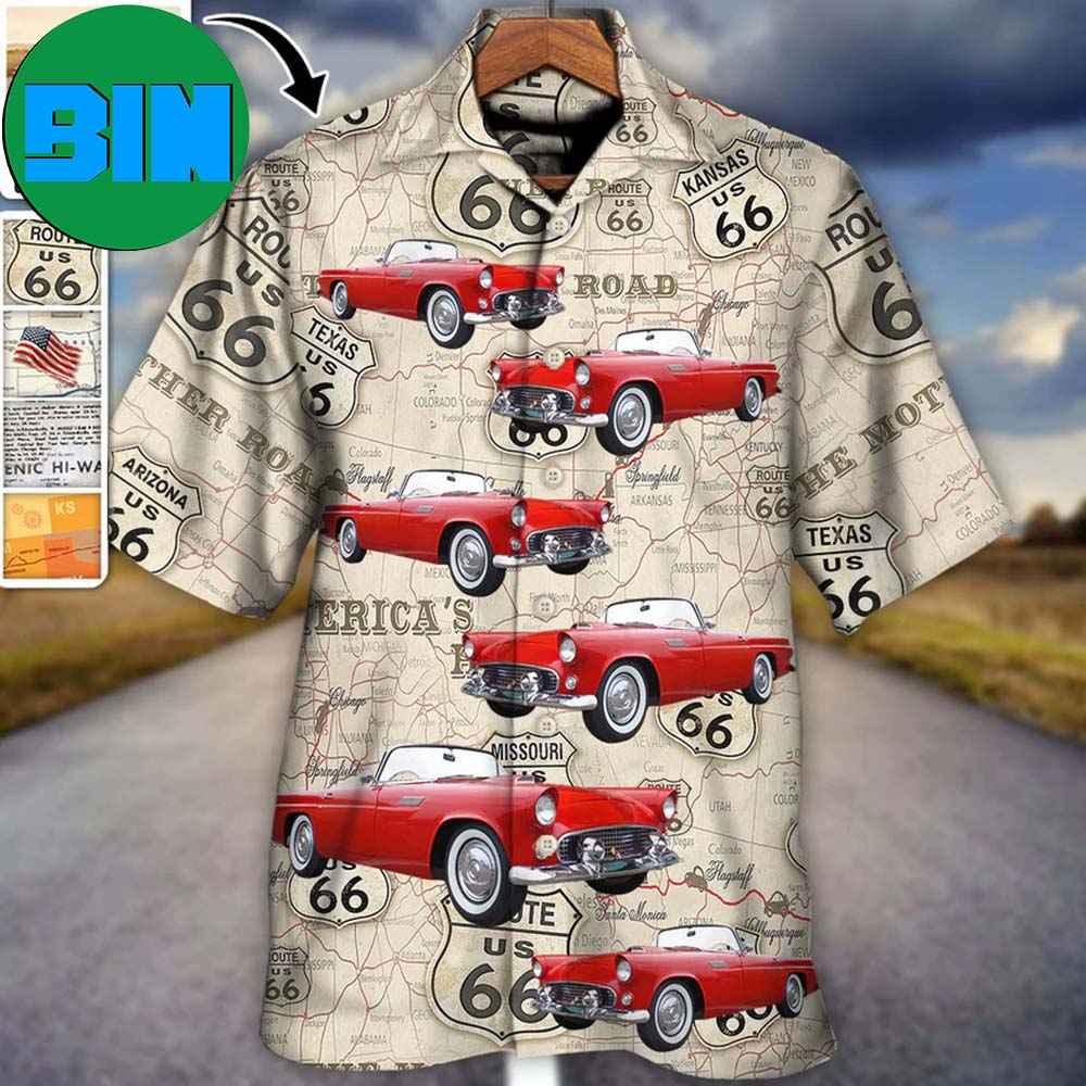 Route 66 Car Racing Love Road Custom Photo Summer Hawaiian Shirt