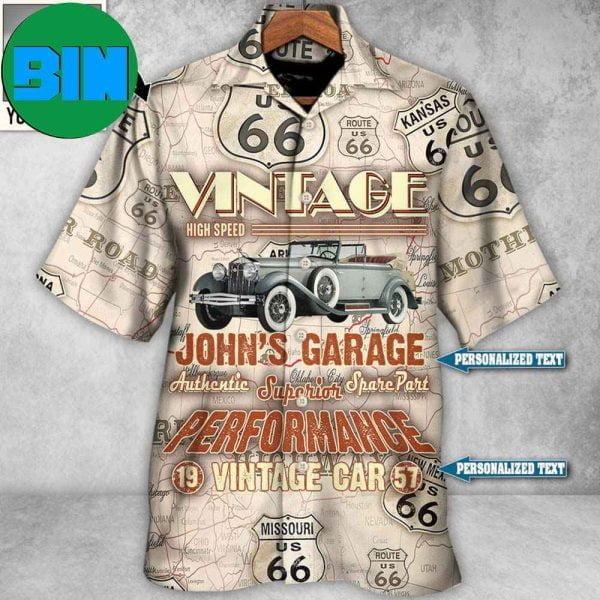 Route 66 Vintage Car Take Me On A Road Trip Custom Photo Personalized Summer Hawaiian Shirt