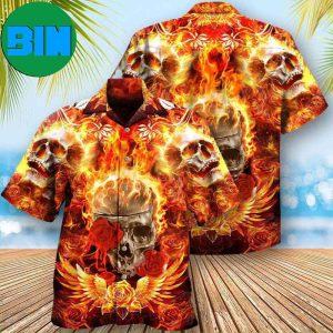 Skull Flaming Rose Tropical Hawaiian Shirt