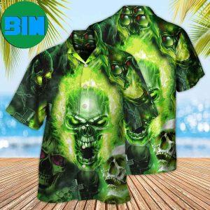 Skull Green Fear No Man Tropical Hawaiian Shirt