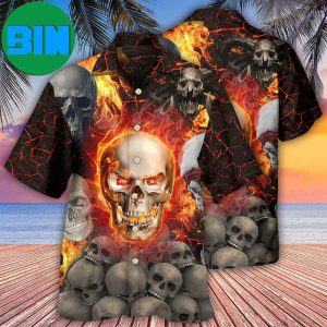 Skull Lava On Fire Summer Hawaiian Shirt
