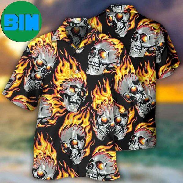 Skull On Fire Summer Hawaiian Shirt