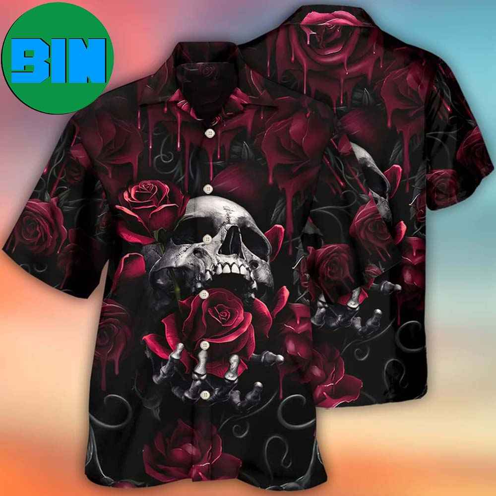 Skull Rose Blood Dark Screaming Summer Hawaiian Shirt