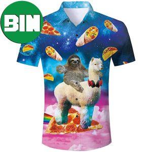 Sloth Riding Llama Funny Summer Hawaiian Shirt