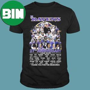 The Baltimore Ravens 27th Anniversary 1996-2023 Signatures Unique T-Shirt