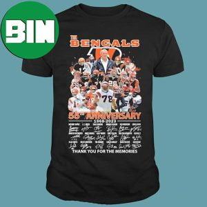 The Cincinnati Bengals 55th Anniversary 1968-2023 Thank You For The Memories Signatures Unique T-Shirt
