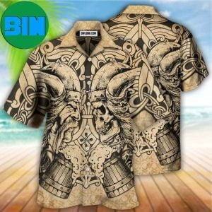 Viking Old Man With Skull Vintage Summer Hawaiian Shirt