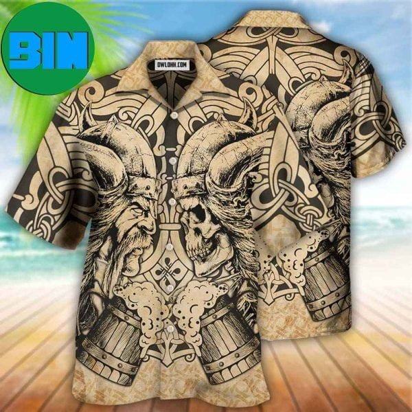 Viking Old Man With Skull Vintage Summer Hawaiian Shirt