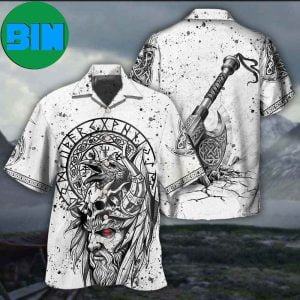 Viking Victory Black And White Style Summer Hawaiian Shirt