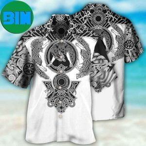Viking Warrior Blood Black And White Summer Hawaiian Shirt