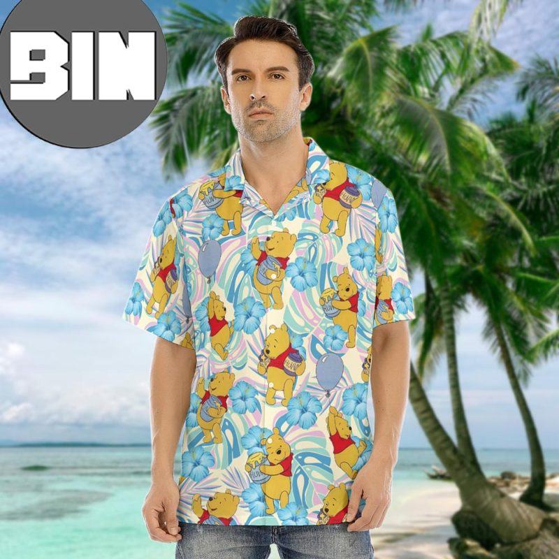 Winnie Pooh Hibiscus Beach Shirt Hawaiian Shirt - Binteez