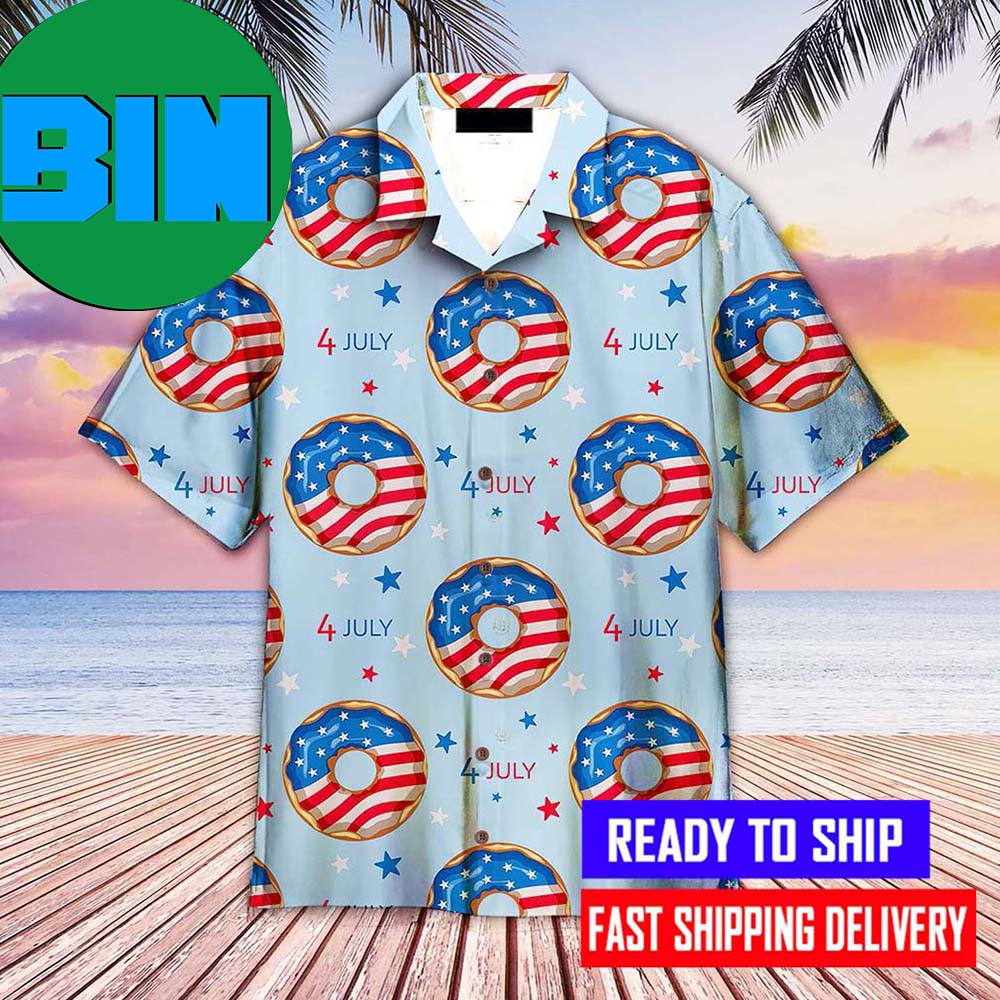 4th Of July Blue And Red Donuts Hawaiian Shirt