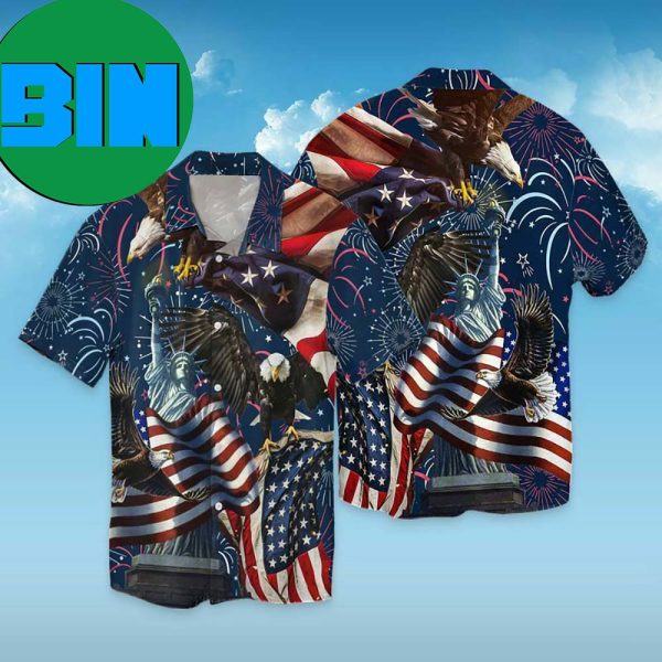 4th Of July Independence Day American Eagle Statue Of Liberty Hawaiian Shirt