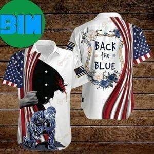 4th Of July Independence Day American Flag Jesus Police Officer Back The Blue Hawaiian Shirt
