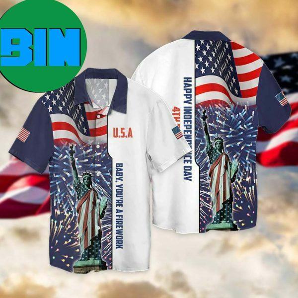 4th Of July Independence Day American Flag Statue Of Liberty Hawaiian Shirt