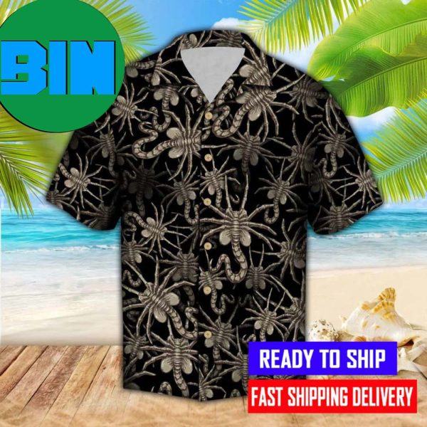 Alien face hugger hawaiian shirt