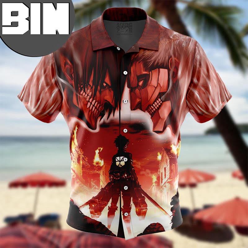 Burning Attack On Titan Anime Hawaiian Shirt