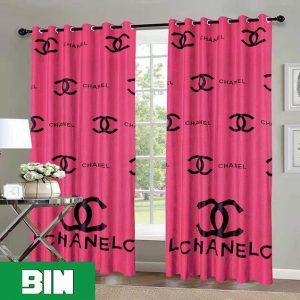 Chanel Fashion Luxury Logo Pink Background Home Decor Window Curtain