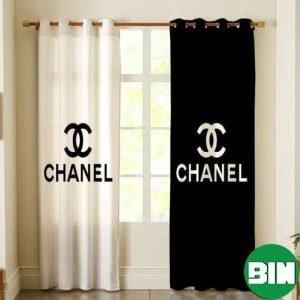 Chanel Logo With Black And White Background Window Curtain