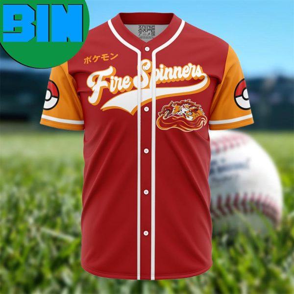 Fire Spinners Fire Type Pokemon Anime Baseball Jersey