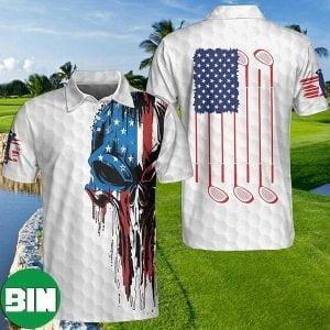 Golf American Flag Skull Wet Paint Golf Polo Shirt