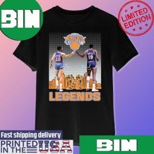 Legend Walt Frazier And Willis Reed New York Knicks NBA Skyline Signatures Fan Gifts T-Shirt