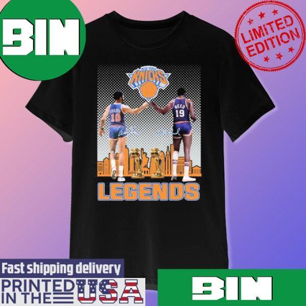 Legend Walt Frazier And Willis Reed New York Knicks NBA Skyline Signatures Fan Gifts T-Shirt
