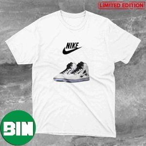 Nike WMNS Dunk High Chrome White Metallic Silver Black Sneaker T-Shirt