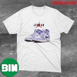 Official Look At A New Upcoming Air Jordan 1 Mid Sky J Purple Sneaker T-Shirt