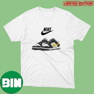 Official Look At The Upcoming Nike Dunk Low Black And Yellow Sneaker T-Shirt