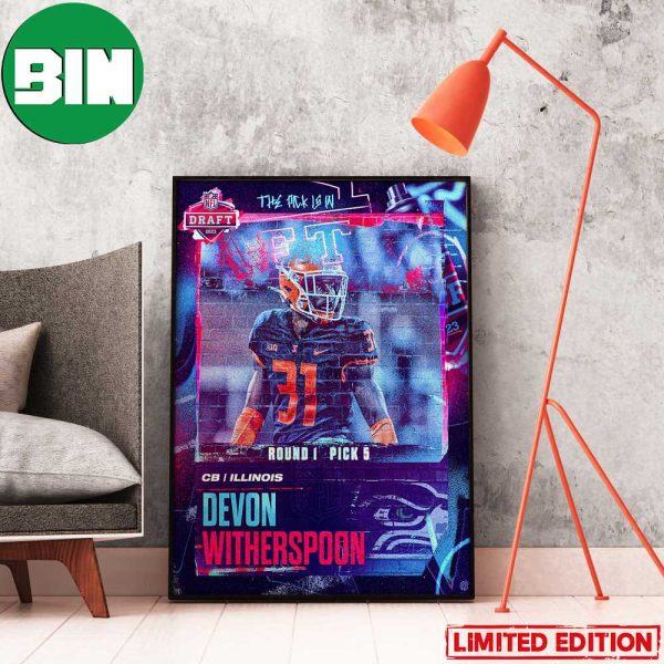 Pick 5 Devon Witherspoon To The Seattle Seahawks NFL Draft 2023 Home Decor Poster-Canvas