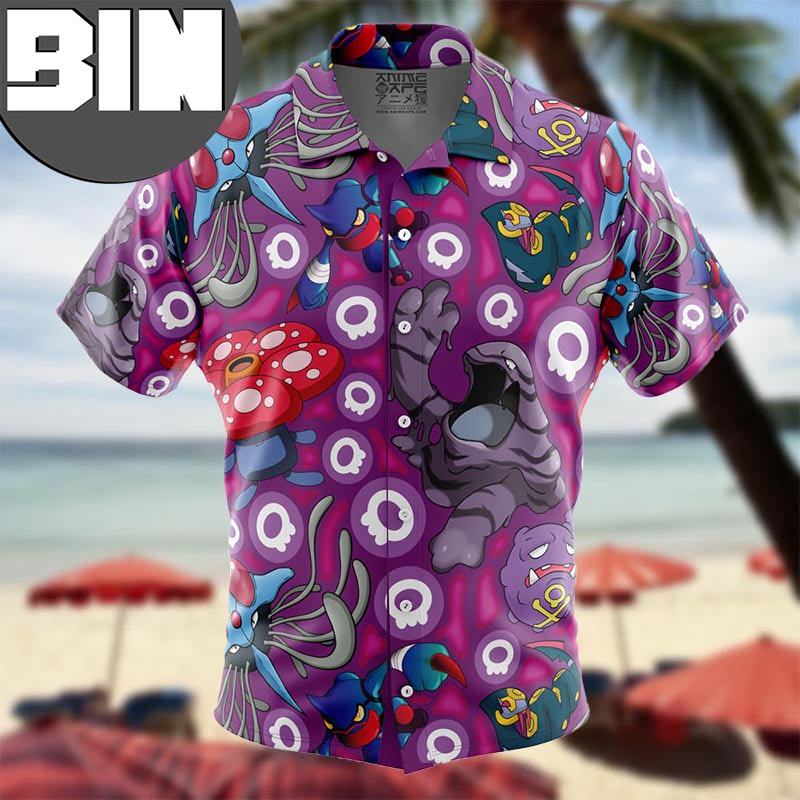 Poison Type Pokemon Pokemon Anime Hawaiian Shirt - Binteez