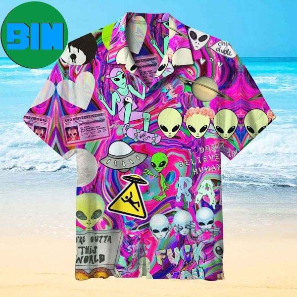 Psychedelic Art Alien Funny Hawaiian Shirt