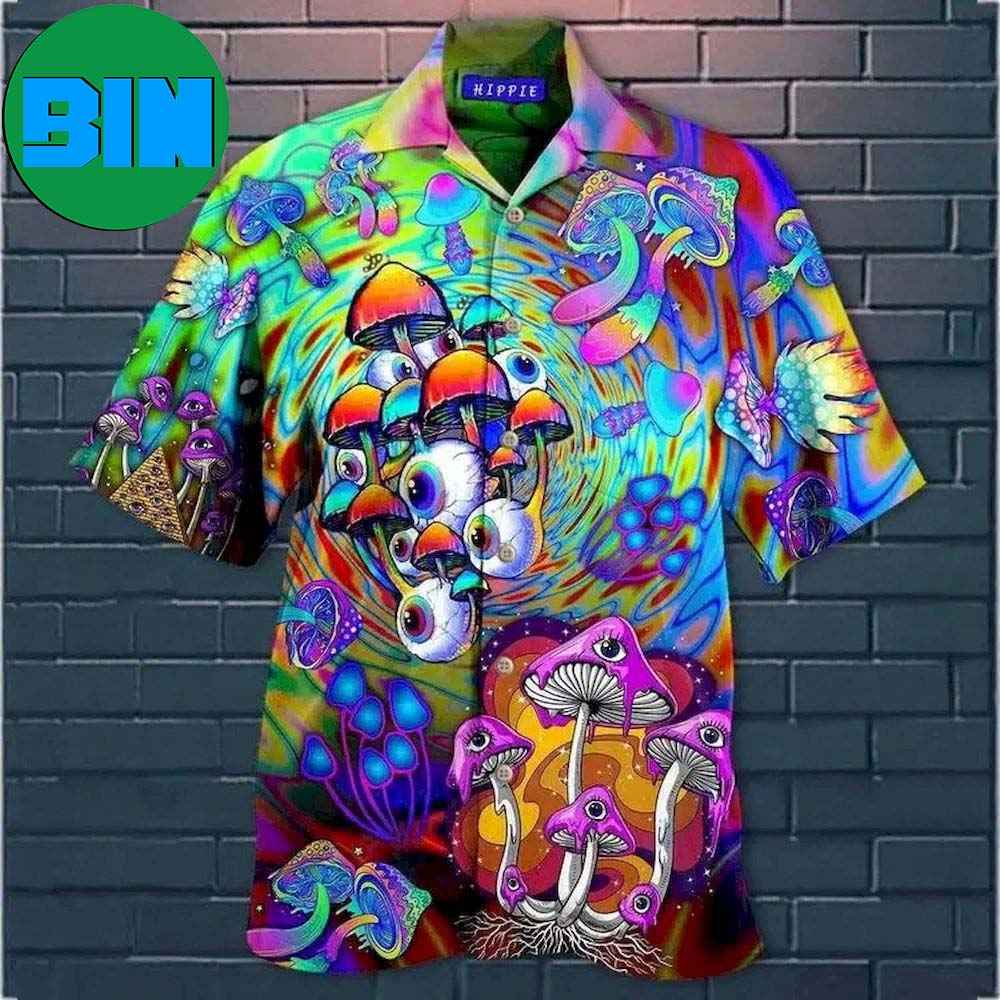 Psychedelic Art Magic Mushroom Trippy Hippie Summer Hawaiian Shirt