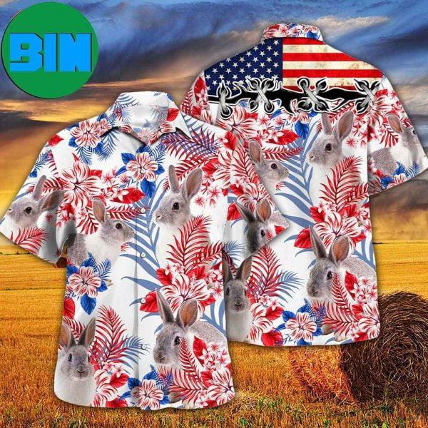 Rabbit Lovers United States Flag American Tropical Summer Hawaiian Shirt