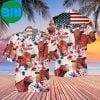 Red Brahman Cattle American Flag Tropical Summer Hawaiian Shirt